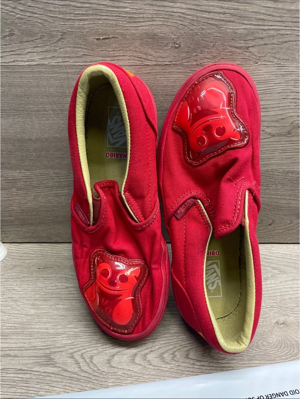 Vans Kids Red Slip-On Sneakers with Gummy Bear Detail #1230